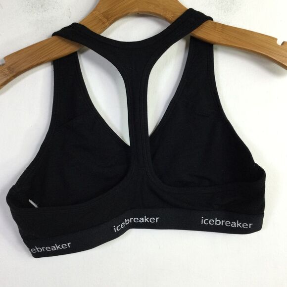 Icebreaker Womens Sprite Racerback Bra Wide Strap Stretch Black Size Medium - Picture 5 of 8